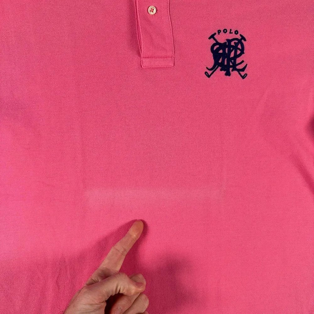 Polo Ralph Lauren‎ Shirt Men's Large Pink Big Logo Golf Polo Short Sleeve Flaw